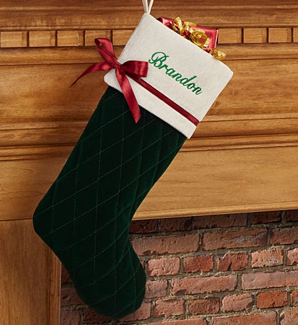 Winter Classic Personalized Quilted Stockings with Bow