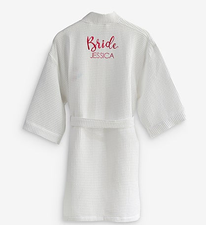 Bridal Party Embroidered Waffle Weave Kimono Robe