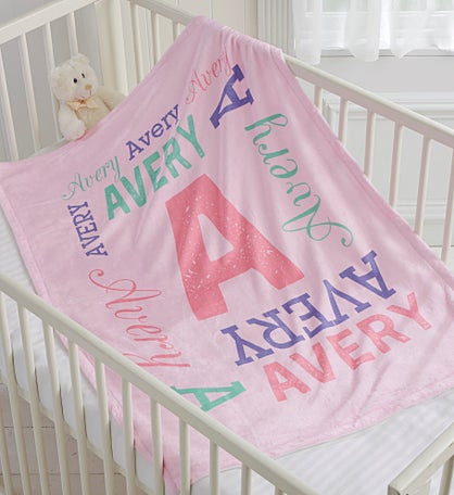 Repeating Name Personalized Baby Blanket