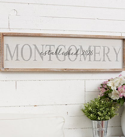 Family Name Personalized Long Barnwood Frame Wall Art
