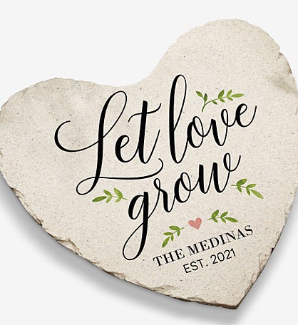 Let Love Grow Personalized Heart Garden Stones