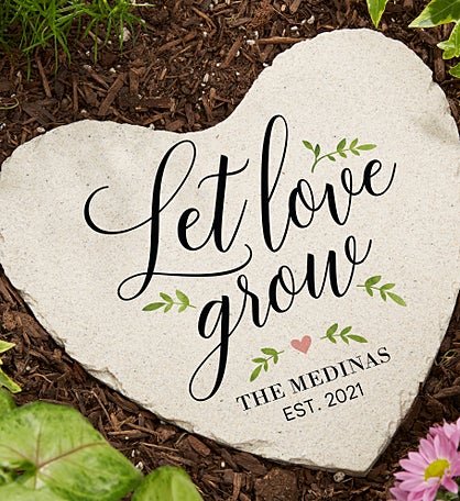 Let Love Grow Personalized Heart Garden Stones