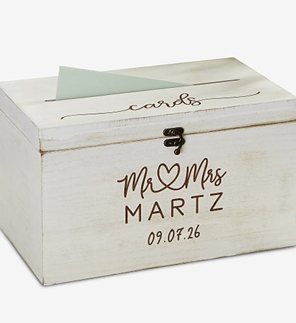 Infinite Love Personalized Wedding Wood Keepsake Card Box