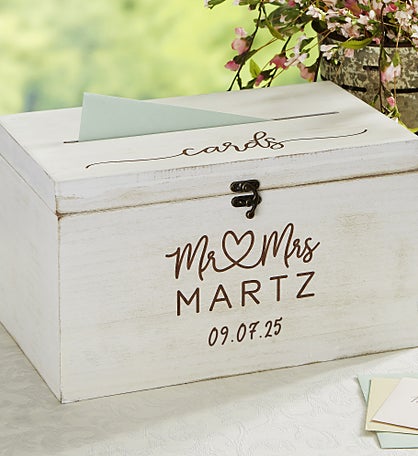 Infinite Love Personalized Wedding Wood Keepsake Card Box