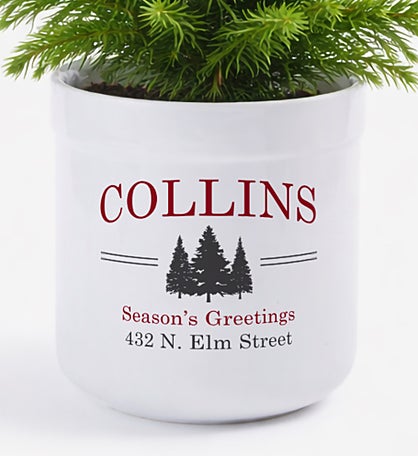 Vintage Holiday Personalized Outdoor Flower Pot