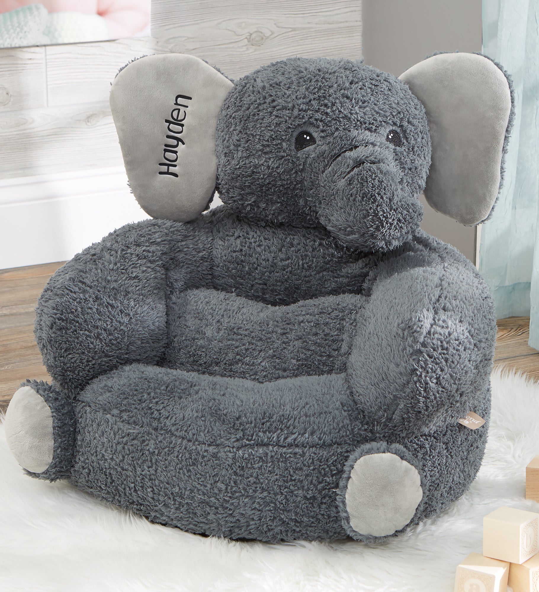 Plush Elephant Embroidered Kid's Chair