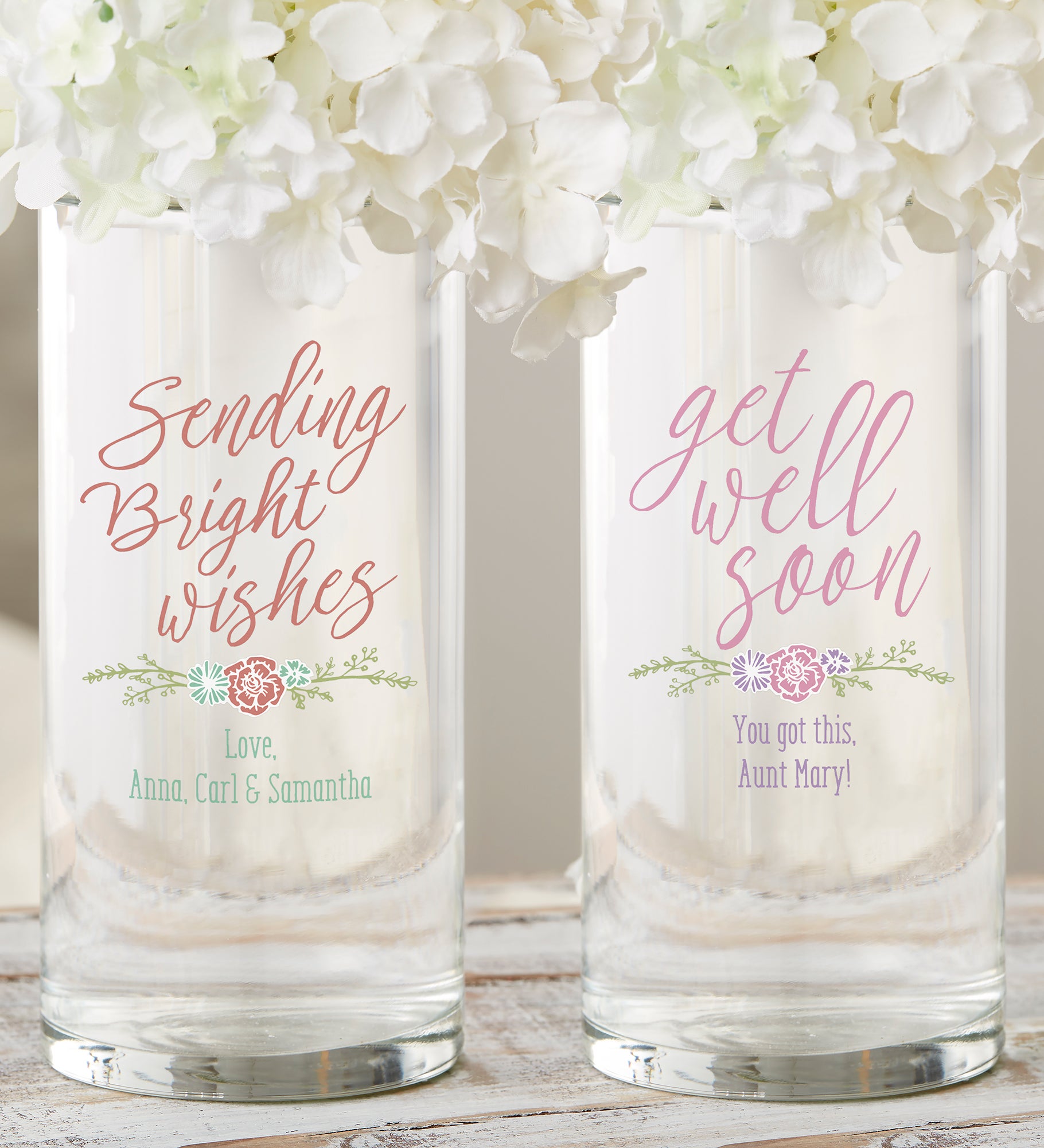 Get Well Soon Personalized Cylinder Glass Vase