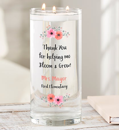 Thank You For Helping Me Bloom Personalized Cylinder Glass Vase