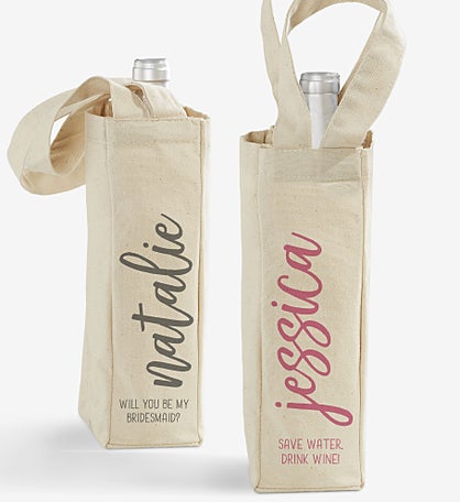Scripty Style Personalized Wine Tote Bag