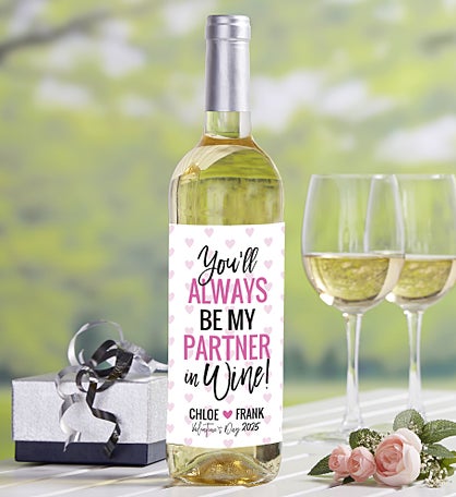 You'll Always Be My Partner In Wine Personalized Valentine's Day Wine Label