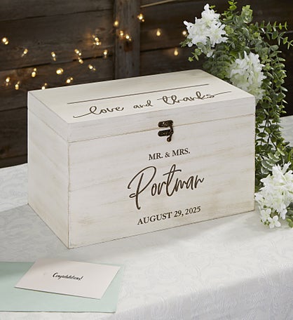 Classic Elegance Personalized Wooden Wedding Keepsake Card Box