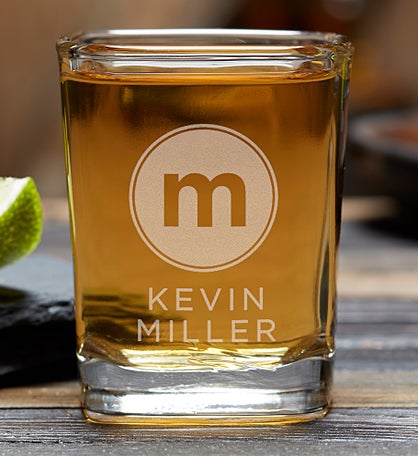Modern Initials Engraved Shot Glass