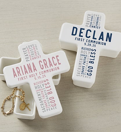 Communion Wishes Personalized Cross Box