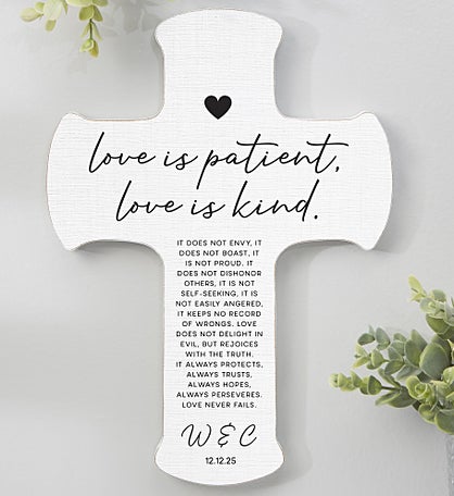 Love Is Patient Personalized Wedding Cross