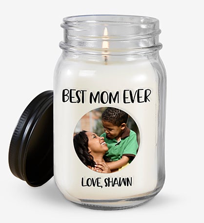 Photo Message Personalized Farmhouse Candle Jar for Her