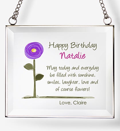 Birthday Blooms Personalized Glass Suncatcher