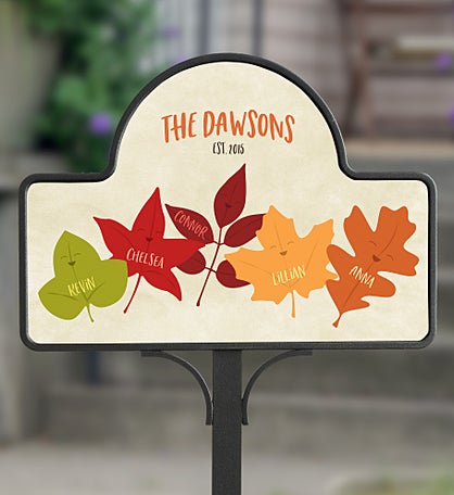 Fall Family Leaf Character Personalized Magnetic Garden Sign