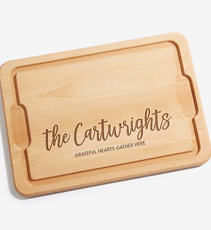 Seasonally Script Personalized Hardwood Charcuterie Board