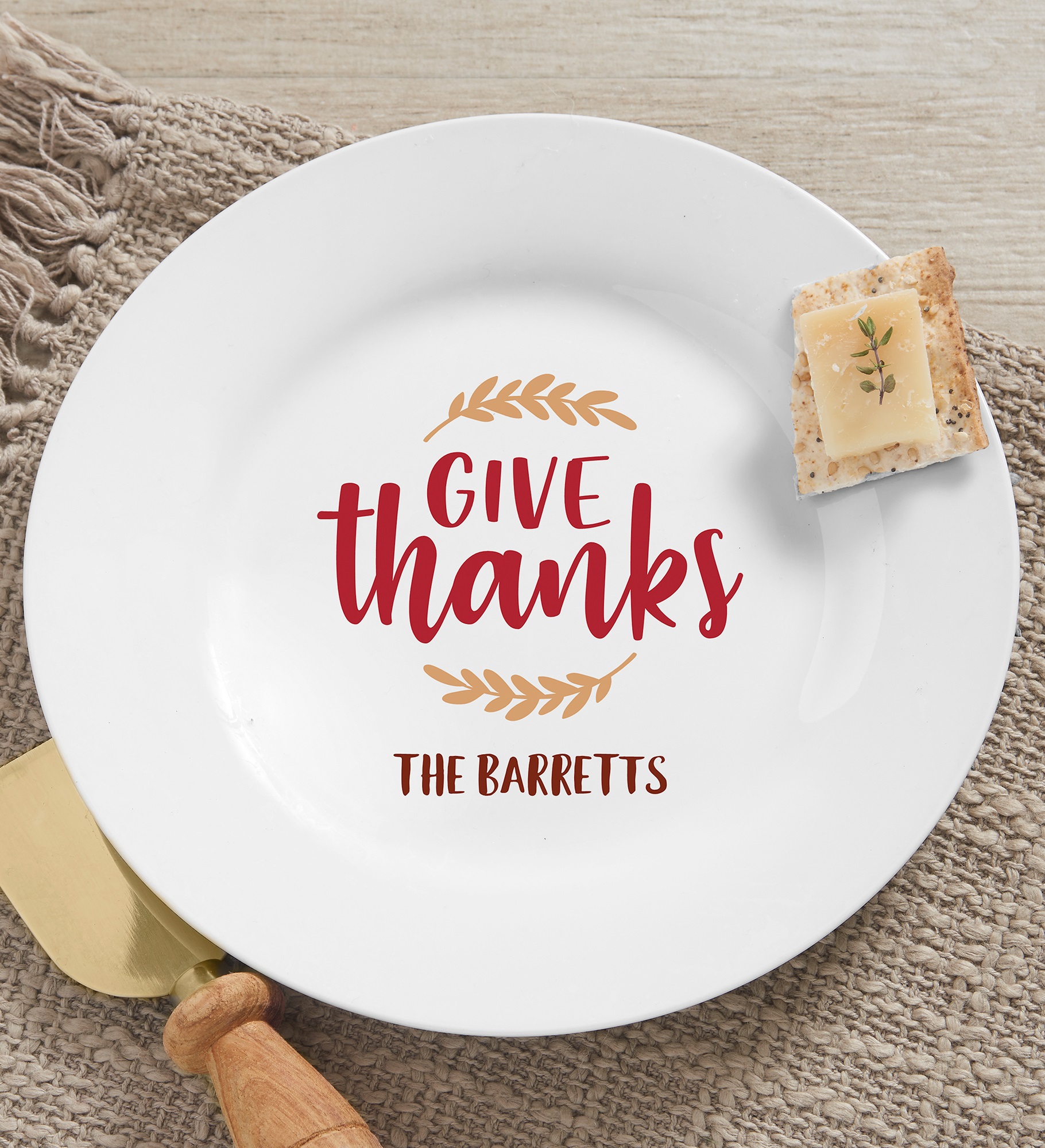 Give Thanks Personalized Thanksgiving Appetizer Plate