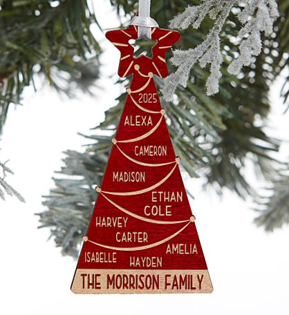 Family Christmas Tree Personalized Wood Ornament