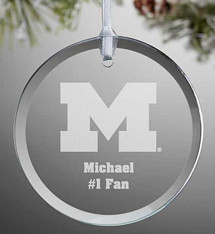 NCAA Michigan Wolverines Personalized Glass Ornament