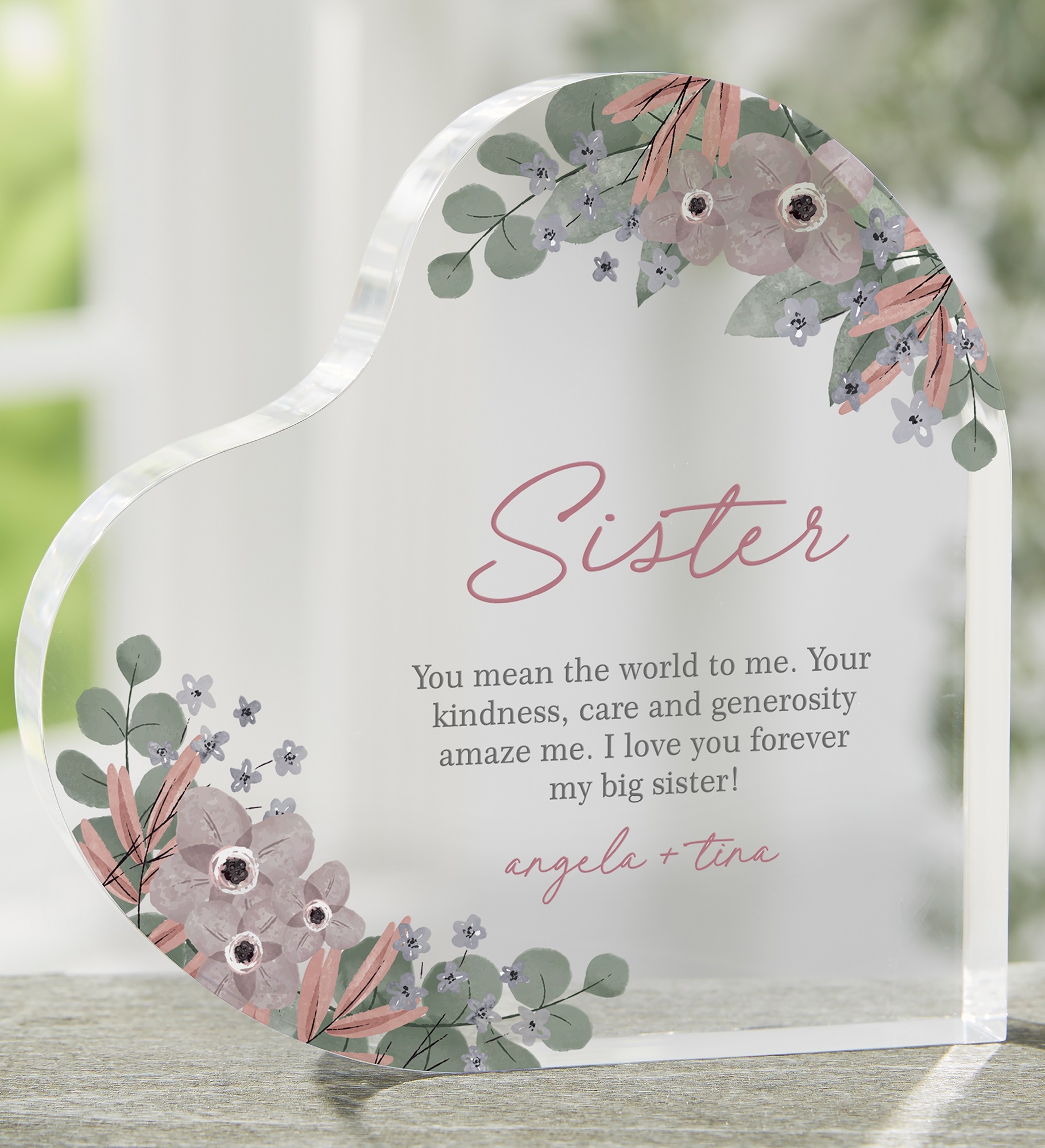 My Sister Personalized Colored Heart Keepsake