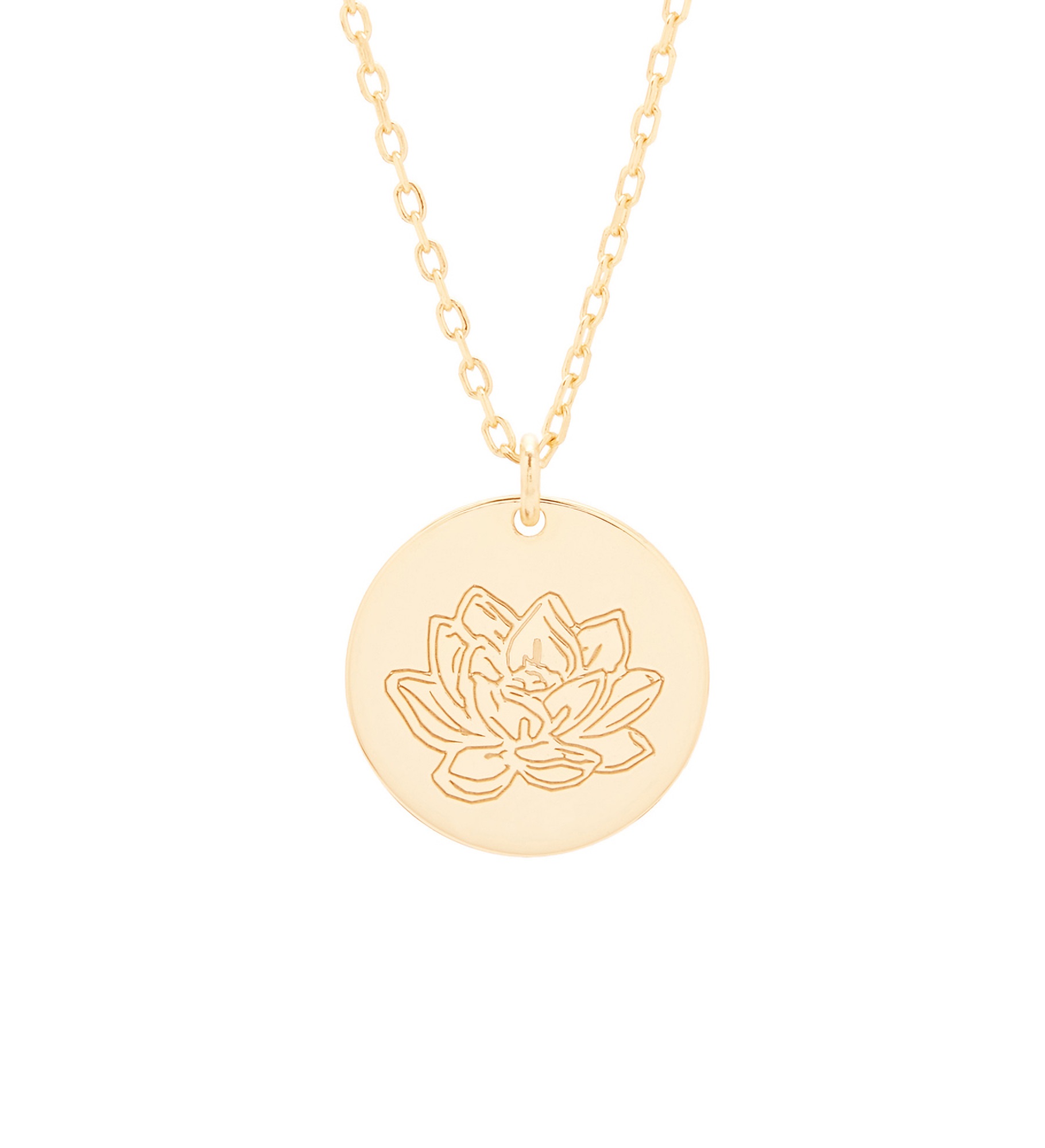 July Birth Flower Water Lily Gold Pendant