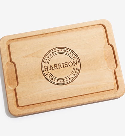 Patriotic Plaid Personalized Hardwood Cutting Board