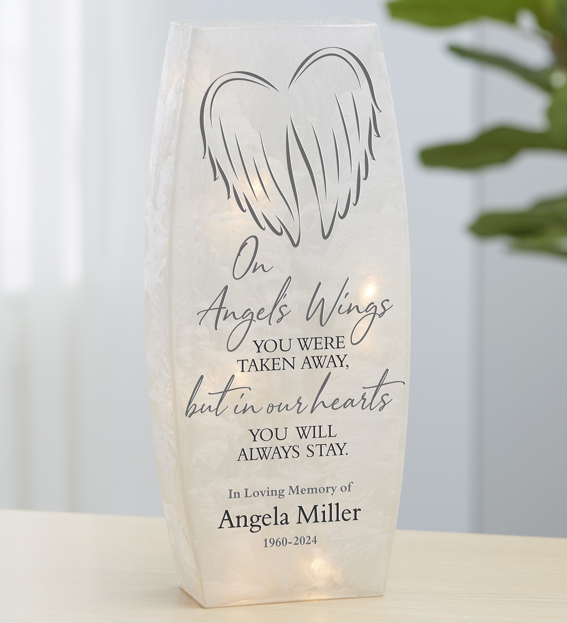 Our Angel's Wings Personalized Frosted Tabletop Light  