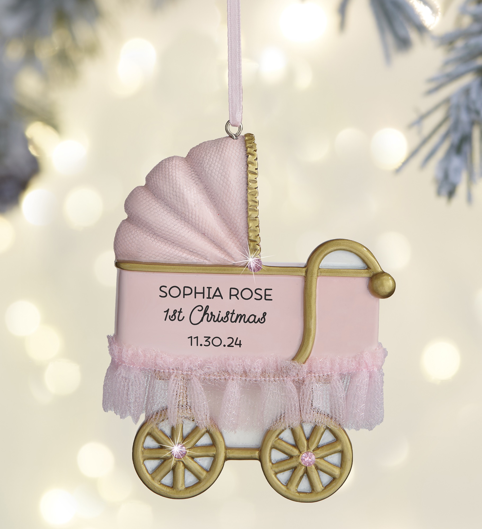 Baby Girl Carriage<sup>©</sup> Personalized Ornament