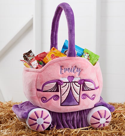 Princess Carriage Embroidered Plush Halloween Treat Bag