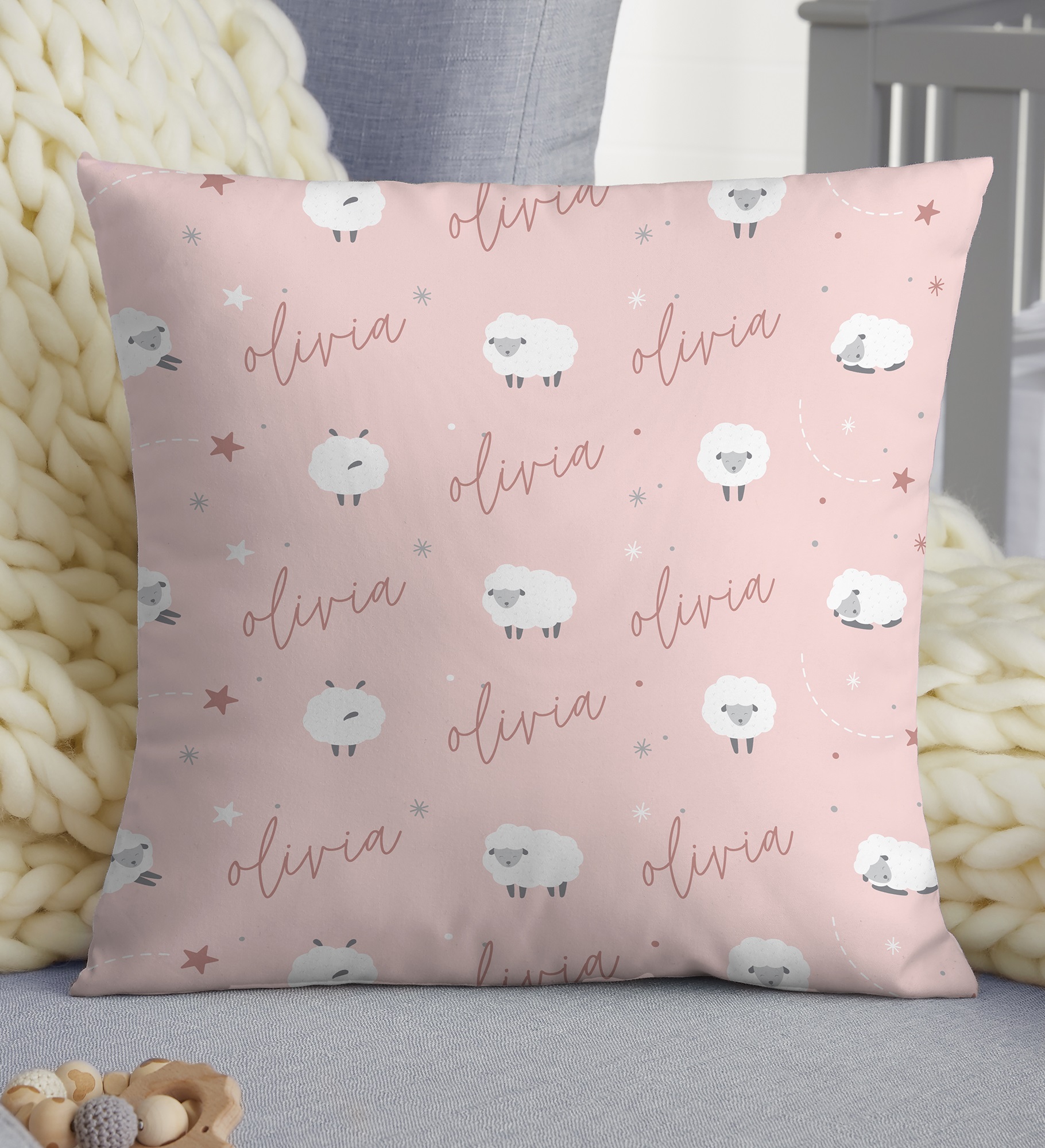 Baby Sheep Personalized Throw Pillow