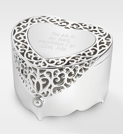 Engraved Scroll Heart Keepsake Box for Her