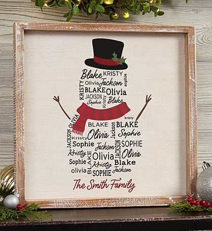 Snowman Repeating Name Personalized Frame Wall Art