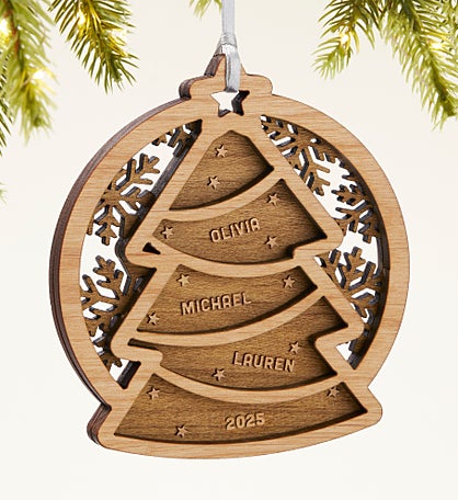 Family Tree Personalized 2 Piece Wood Ornament