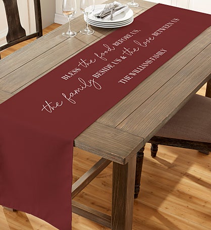 Bless the Food Before Us Personalized Table Runner