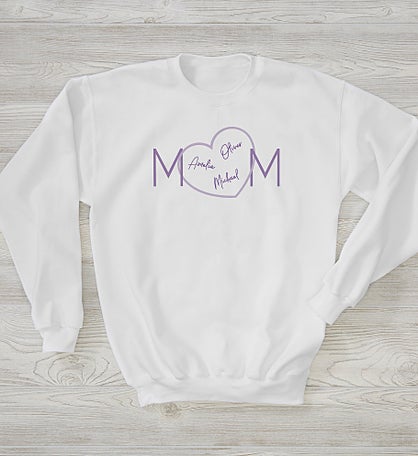 Mom Heart Personalized Ladies Sweatshirt