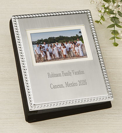 All Occasion Engraved Silver Beaded Mini Photo Album