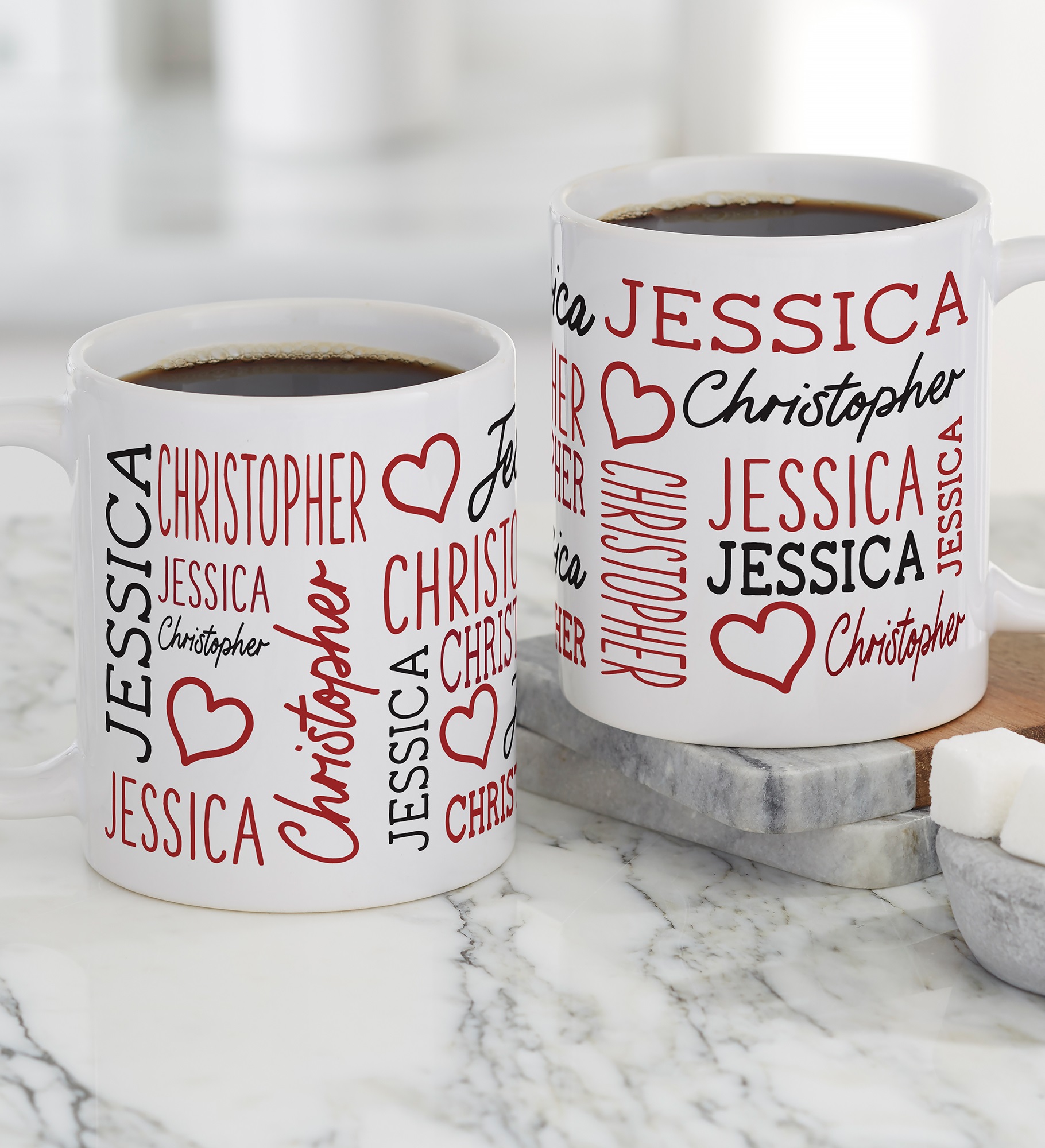 Repeating Name Heart Personalized Coffee Mug