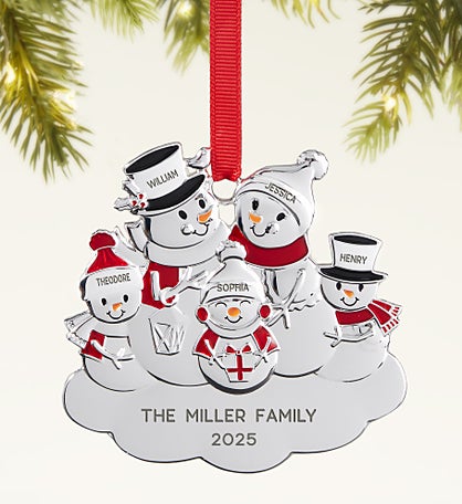 Snowman Family Personalized Metal Ornament