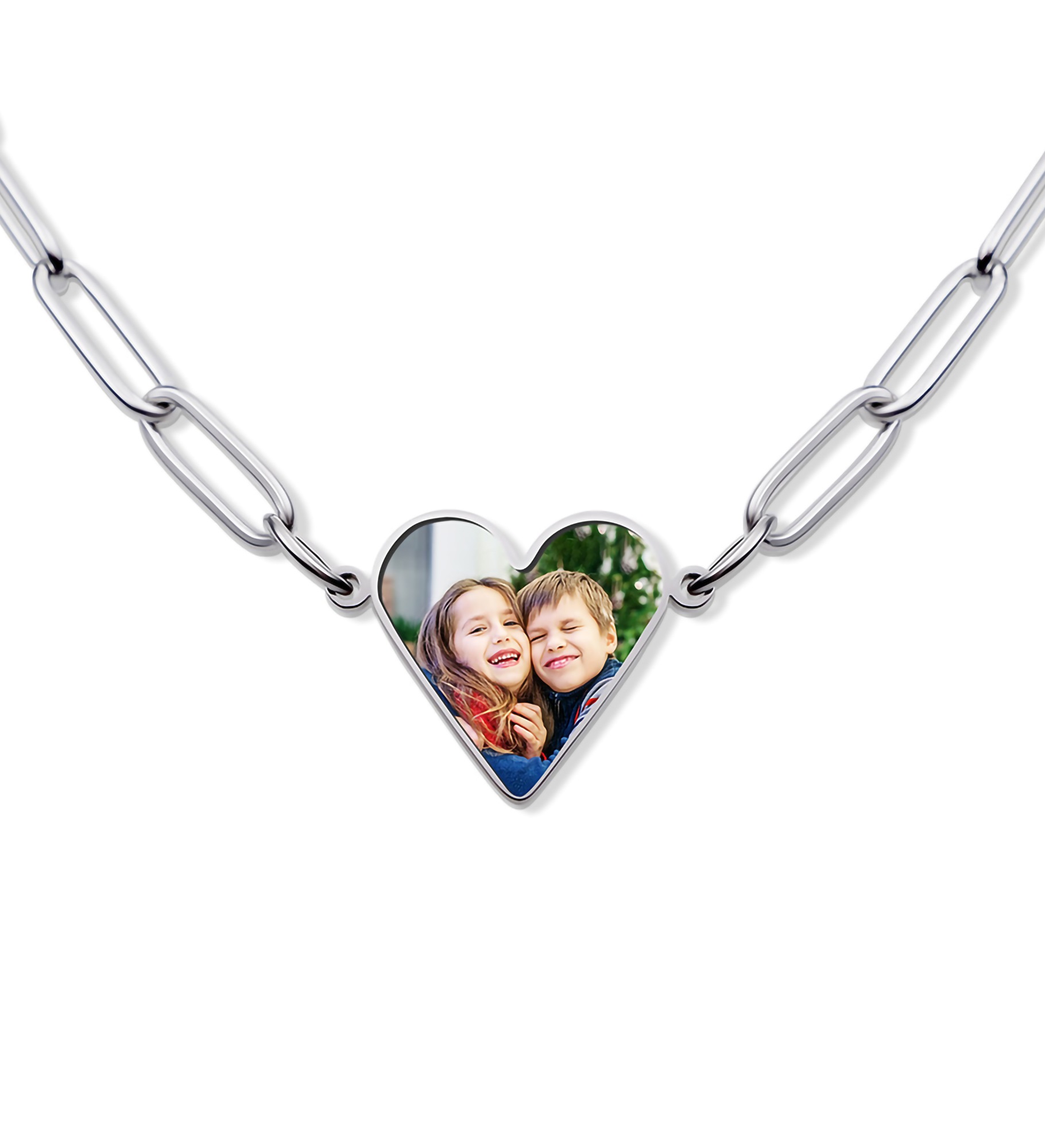 Personalized Photo Heart Chain Necklace