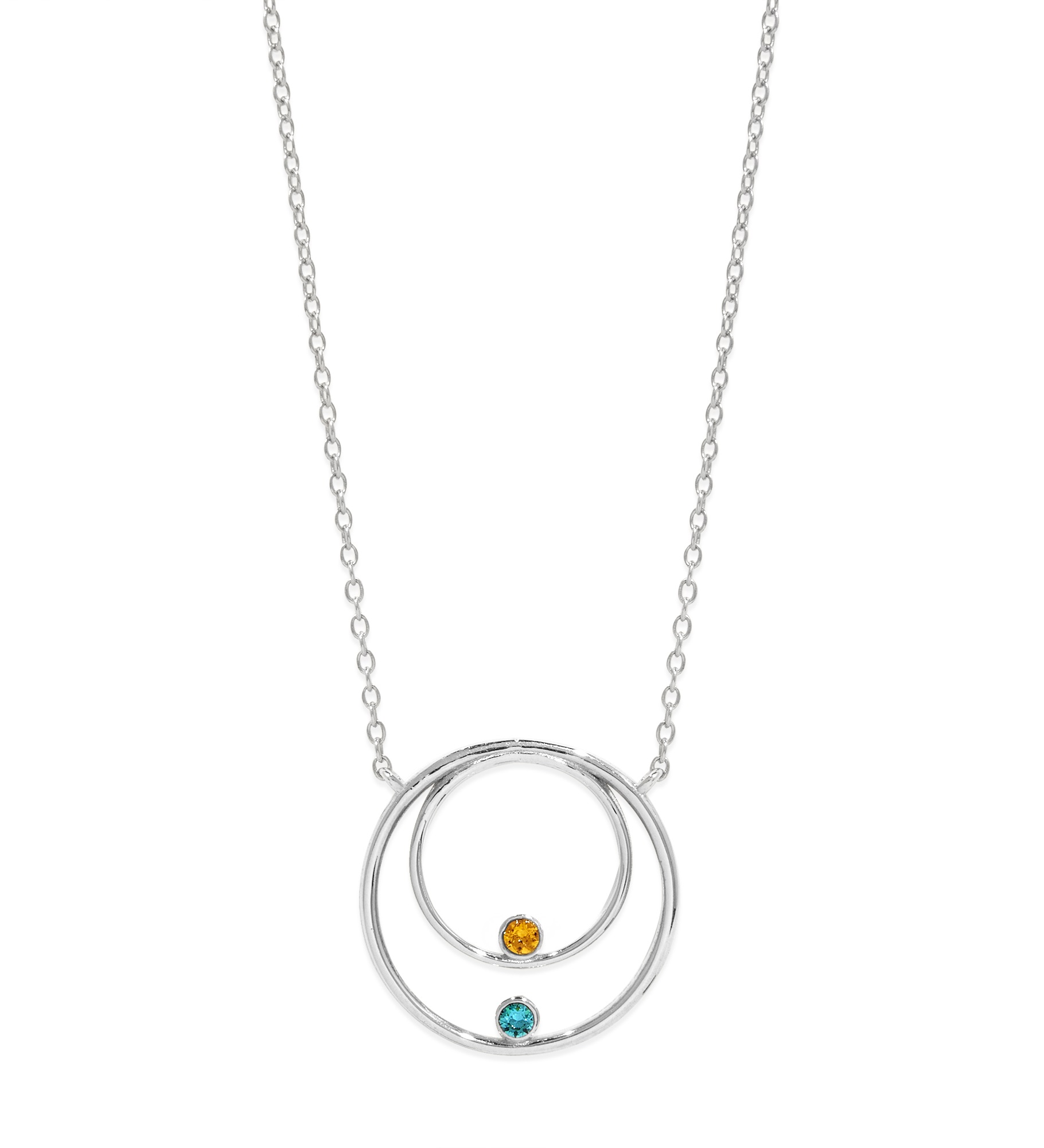 Custom Mother and Child Circle Birthstone Necklace