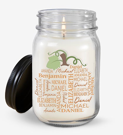 Fall Repeating Name Personalized Farmhouse Candle Jar