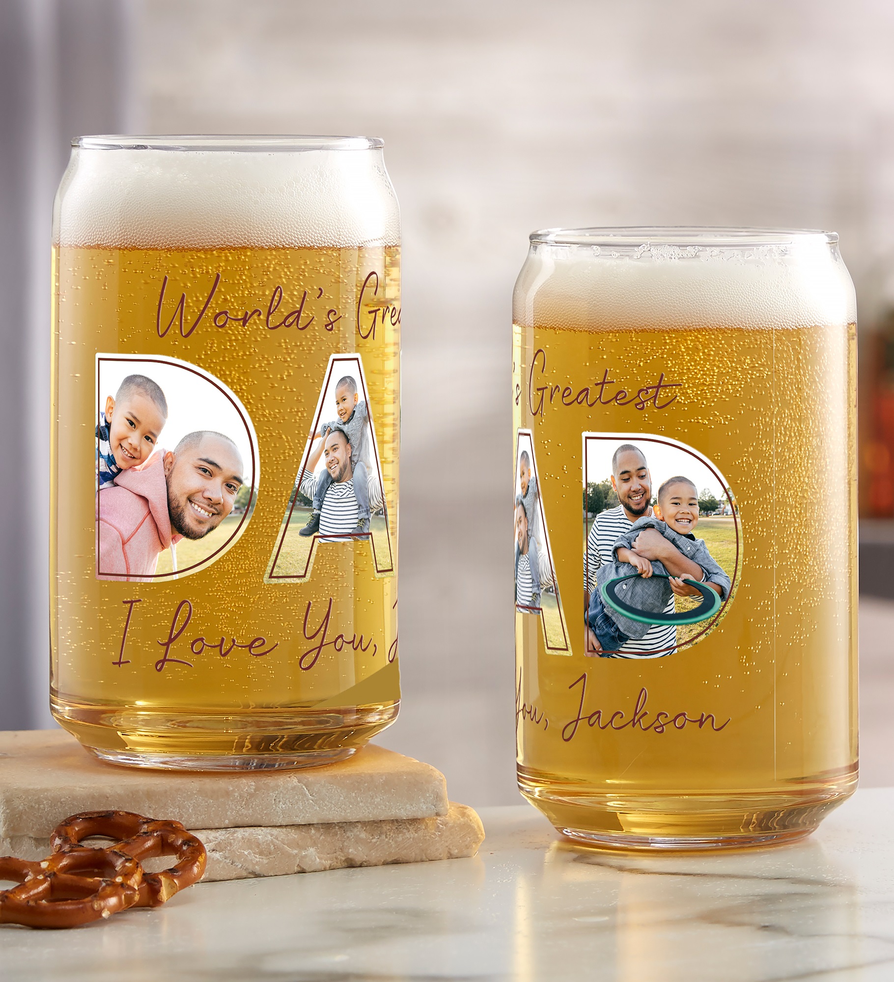 Memories with Dad Personalized Photo Printed Beer Glass