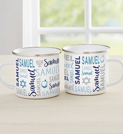 Hanukkah Repeating Name Personalized Enamel Mug