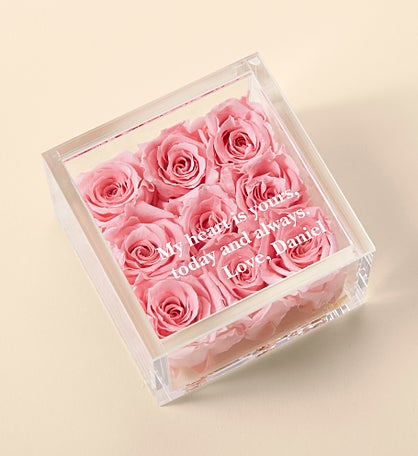 Magnificent Roses® Personalized Write Your Own Miniature Pink Rose Keepsake Box