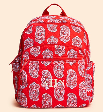 Vera Bradley Embroidered Iconic Paisley Bancroft Backpack-Goji Berry