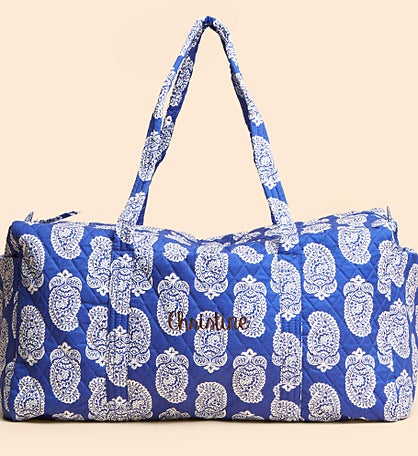 Vera Bradley Embroidered Iconic Paisley Deep Original Duffel-Ultramarine