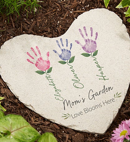 Handprint Art Personalized Heart Garden Stone