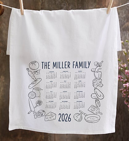 Kitchen Seasons Personalized Calendar Tea Towel